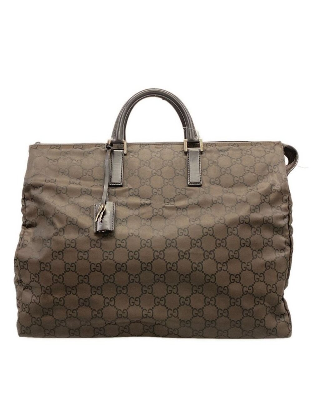 Gucci Boston Bag GG Pattern Dark Brown No Lock
